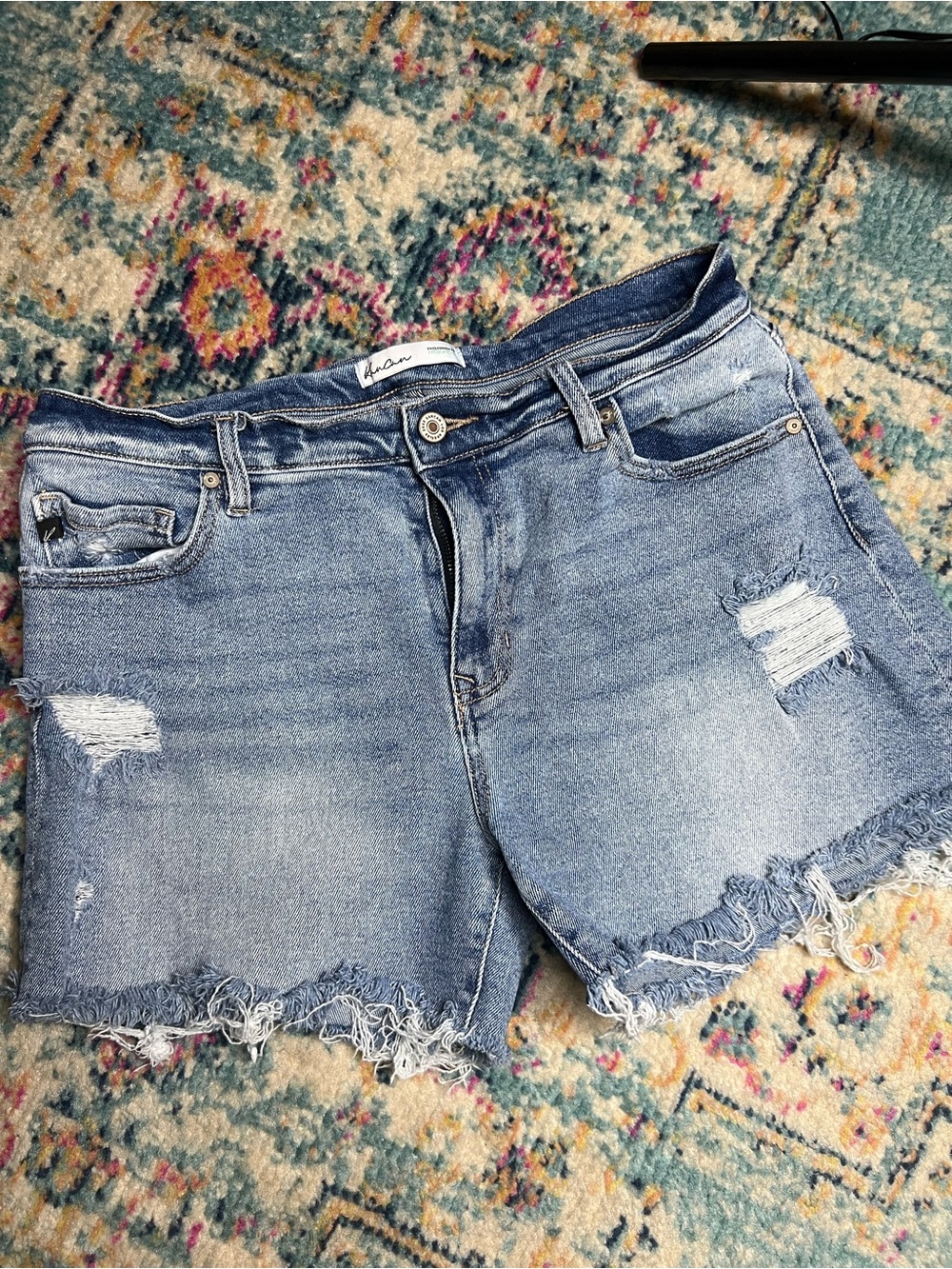 Distressed Denim KanCan Jean Shorts in Blue
